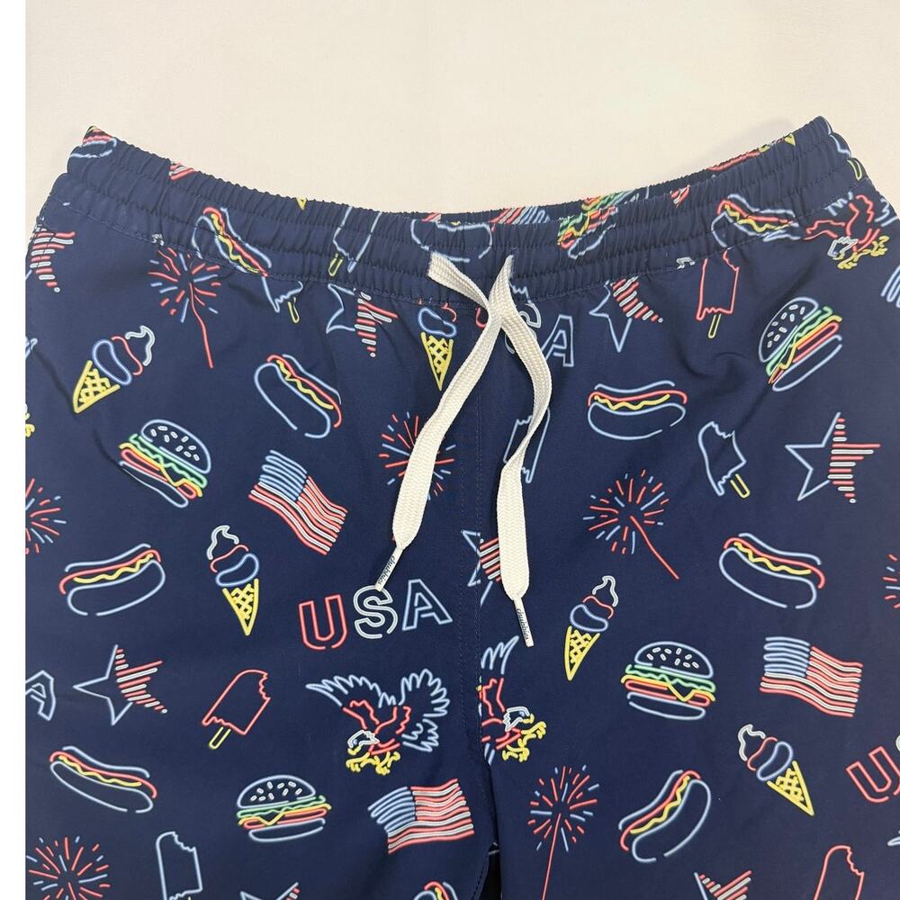 Chubbies Kids Swim Trunks Youth M 10/12 Patriotic Lights USA Print Lined Shorts - Picture 3 of 6